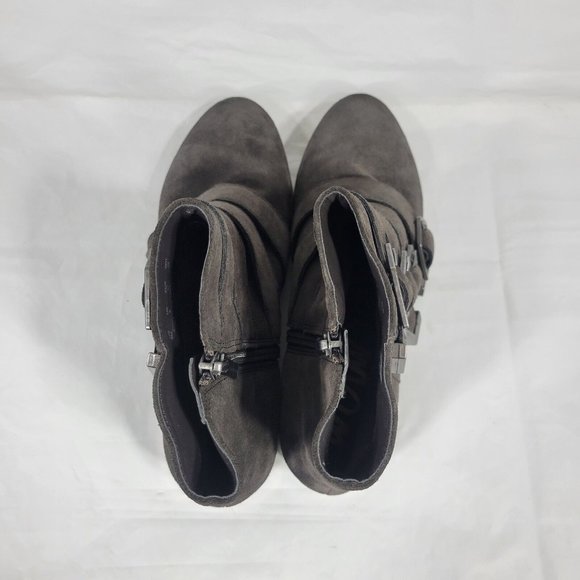 Sam Edelman Nolan Women Size 6M Ankle Bootie Boots Gray Leather Zip Buckle - Picture 5 of 8